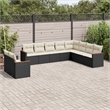 vidaXL 10 Piece Steel Large Sofa Set in Black/White/Cream