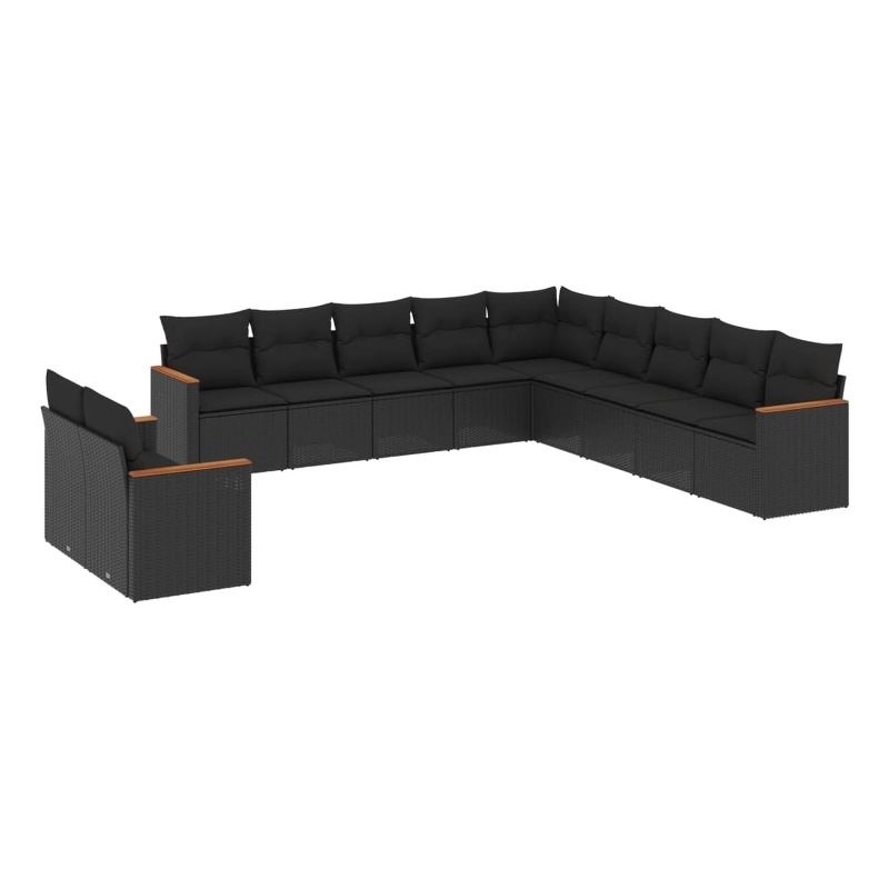 vidaXL 11 Piece Sofa Set in Black