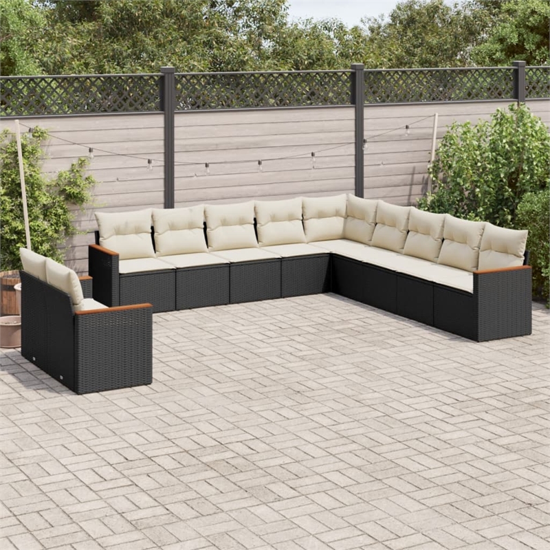 vidaXL Steel Large Sofa Set in Black/White/Cream