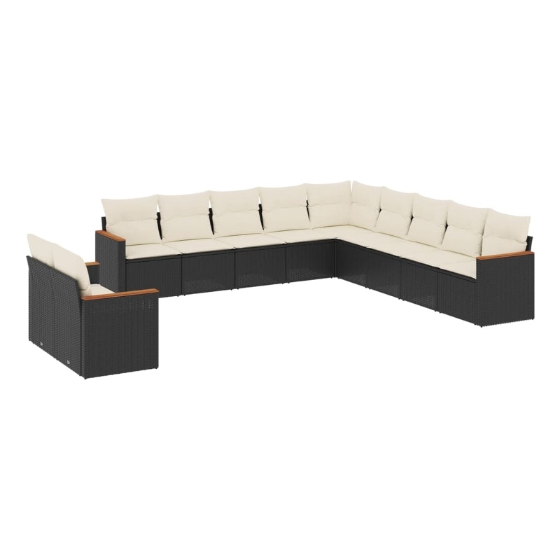 vidaXL Steel Large Sofa Set in Black/White/Cream