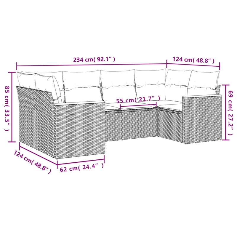 vidaXL 6 Piece Sofa Set in White/Cream/Beige