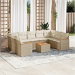 vidaXL 10 Piece Solid Acacia Wood Sofa Set in Beige