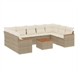 vidaXL 10 Piece Solid Acacia Wood Sofa Set in Beige