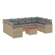 vidaXL 10 Piece Solid Acacia Wood Large Sofa Set in Beige
