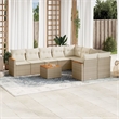vidaXL 10 Piece Solid Acacia Wood Sofa Set in Beige