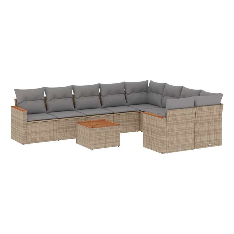 vidaXL Solid Acacia Wood Sofa Set in Gray/Beige