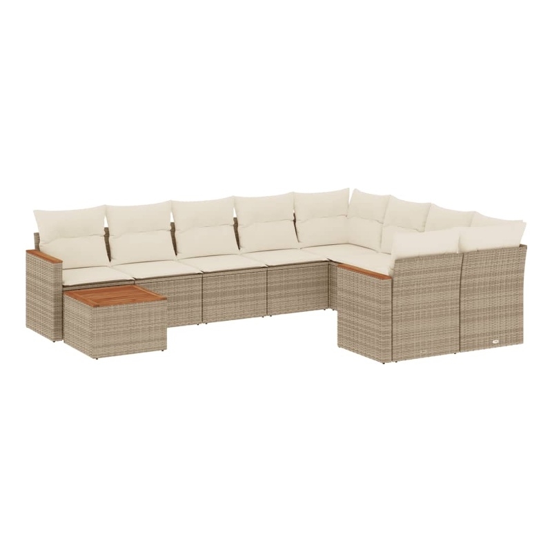 vidaXL Solid Acacia Wood Sofa Set in White/Cream/Beige