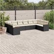 vidaXL 10 Piece Poly Rattan Sofa Set in Black/White/Cream