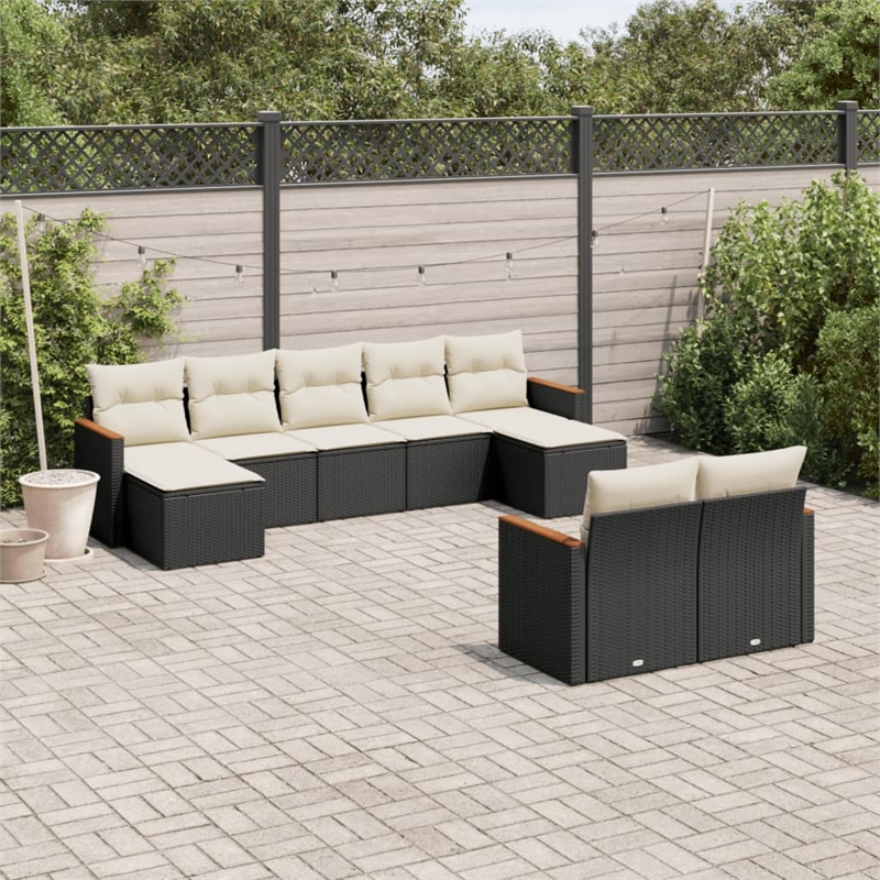 vidaXL 9 Piece Steel Sofa Set in Black/White/Cream