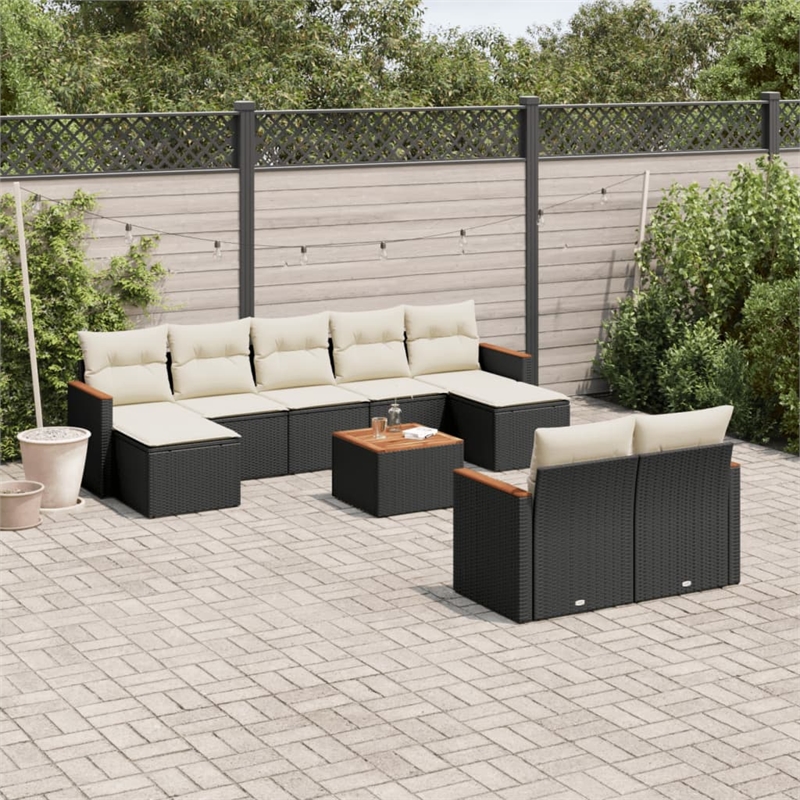 vidaXL 10 Piece Sofa Set in Black/White/Cream