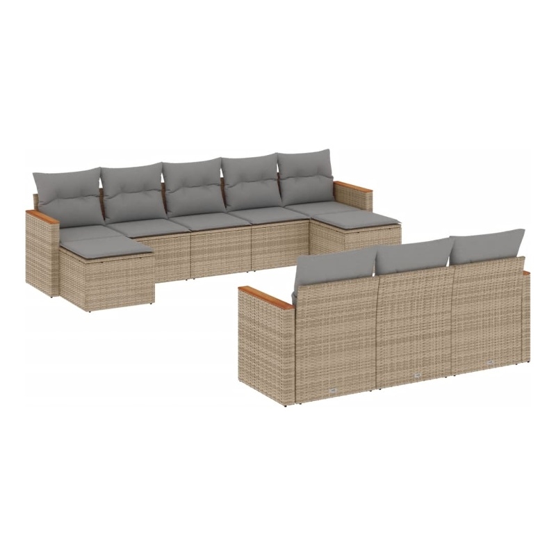vidaXL 10 Piece Sofa Set in Gray/Beige