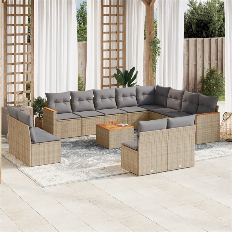 vidaXL 13 Piece Steel Sofa Set in Gray/Beige