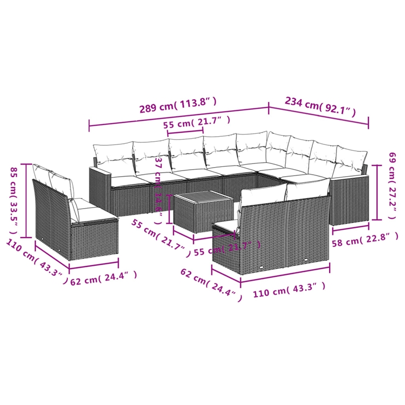 vidaXL Solid Acacia Wood Sofa Set in Gray