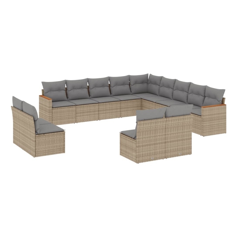 vidaXL 13 Piece Steel Sofa Set in Beige