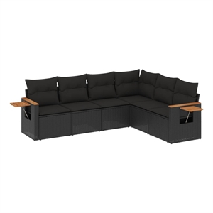 vidaXL 6 Piece Steel Sofa Set in Black