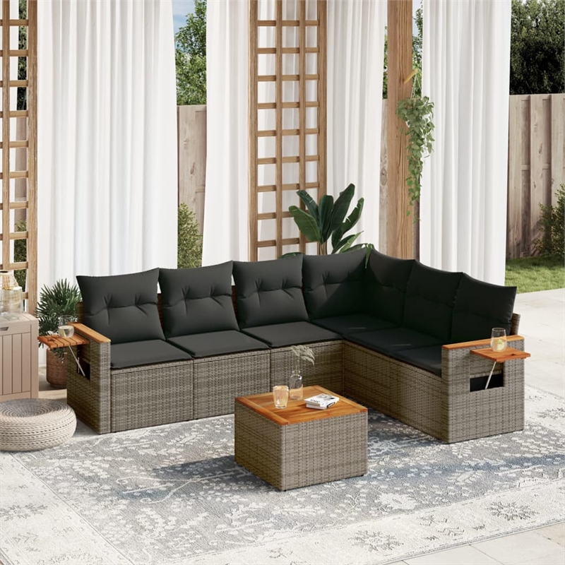 vidaXL 7 Piece Steel Small Sofa Set in Dark Gray