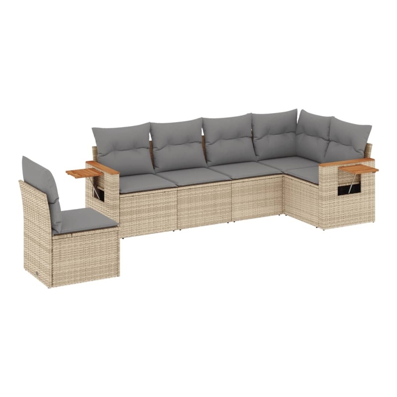 vidaXL 6 Piece Solid Acacia Wood Sofa Set in Beige