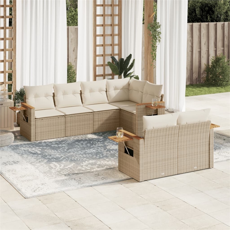 vidaXL 7 Piece Steel Sofa Set in Beige