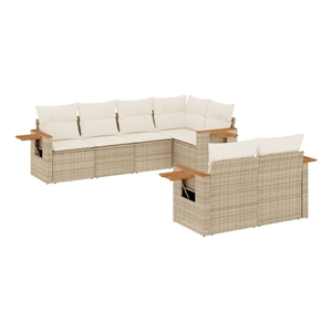 vidaXL 7 Piece Steel Sofa Set in Beige