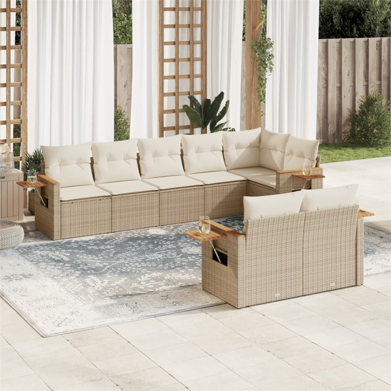vidaXL 8 Piece Large Sofa Set in White/Cream/Beige