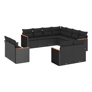 vidaXL 11 Piece Poly Rattan Sofa Set in Black