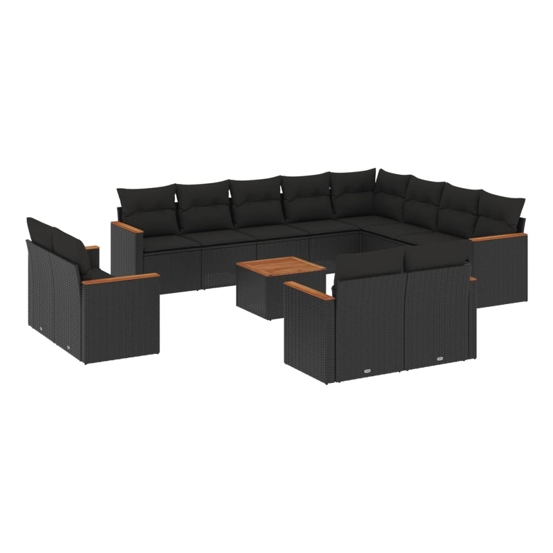 vidaXL Poly Rattan Large Sofa Set in Black