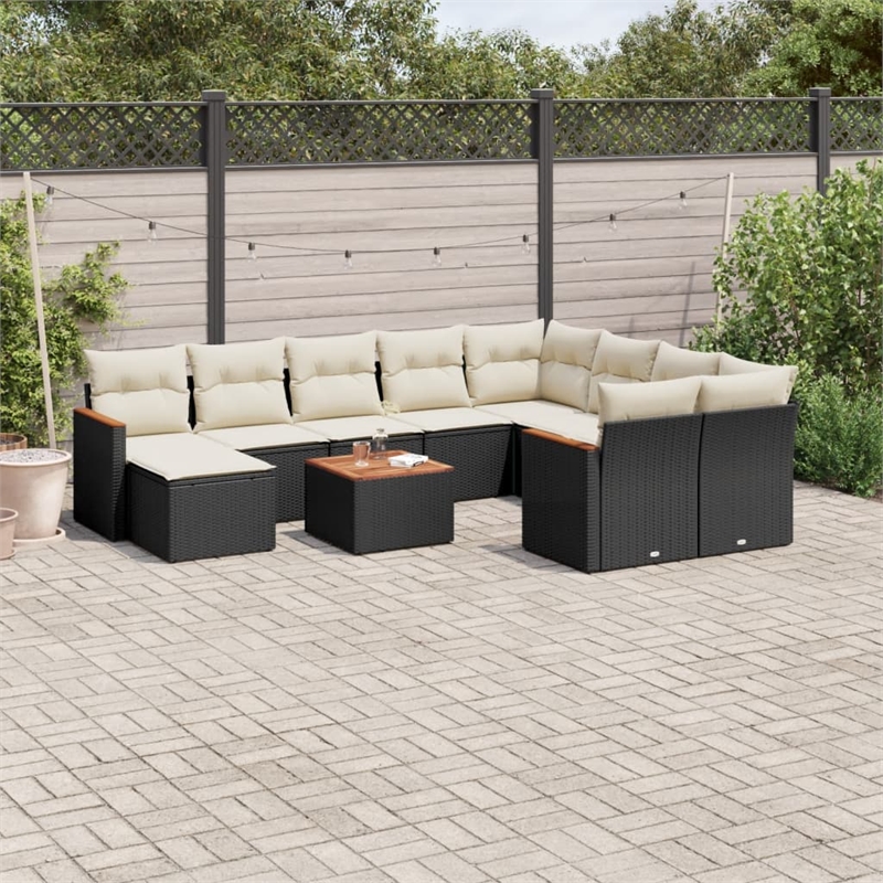 vidaXL 11 Piece Sofa Set in Black/White/Cream