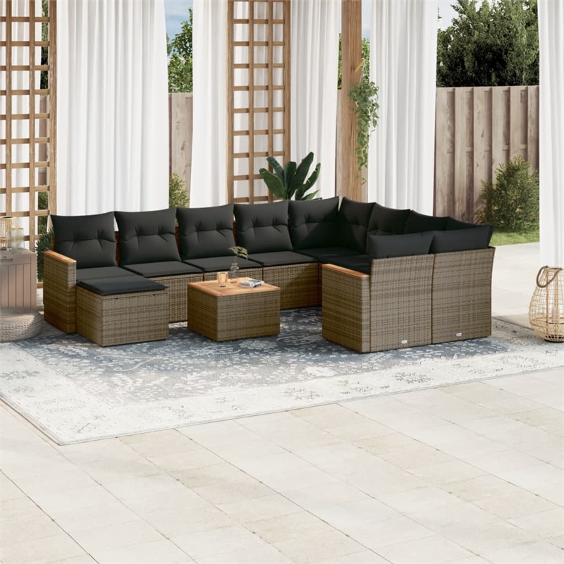 vidaXL 11 Piece Steel Sofa Set in Gray