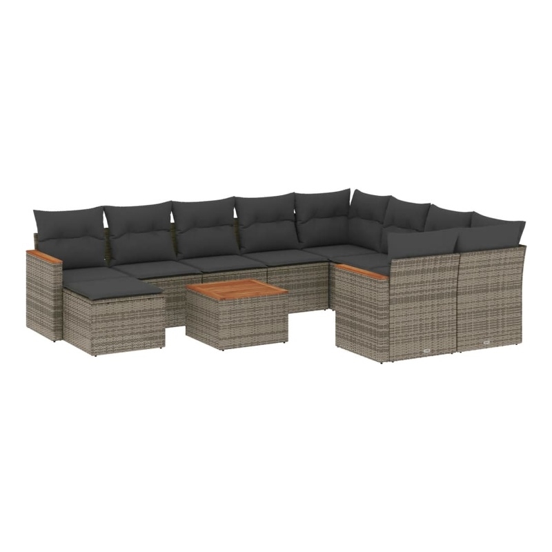 vidaXL 11 Piece Steel Sofa Set in Gray