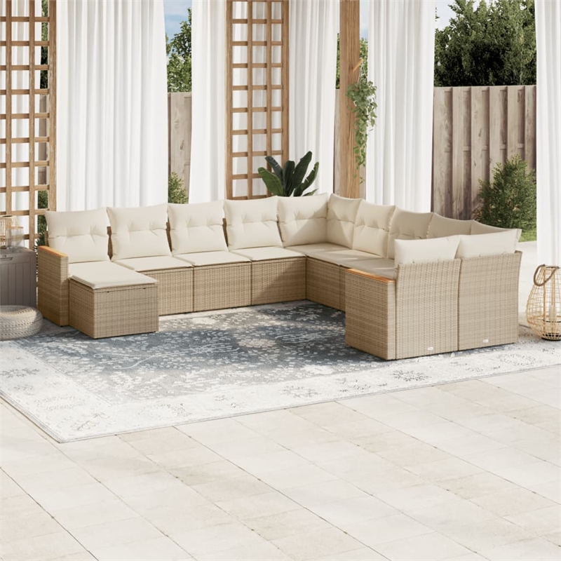 vidaXL 11 Piece Steel Large Sofa Set in White/Cream/Beige