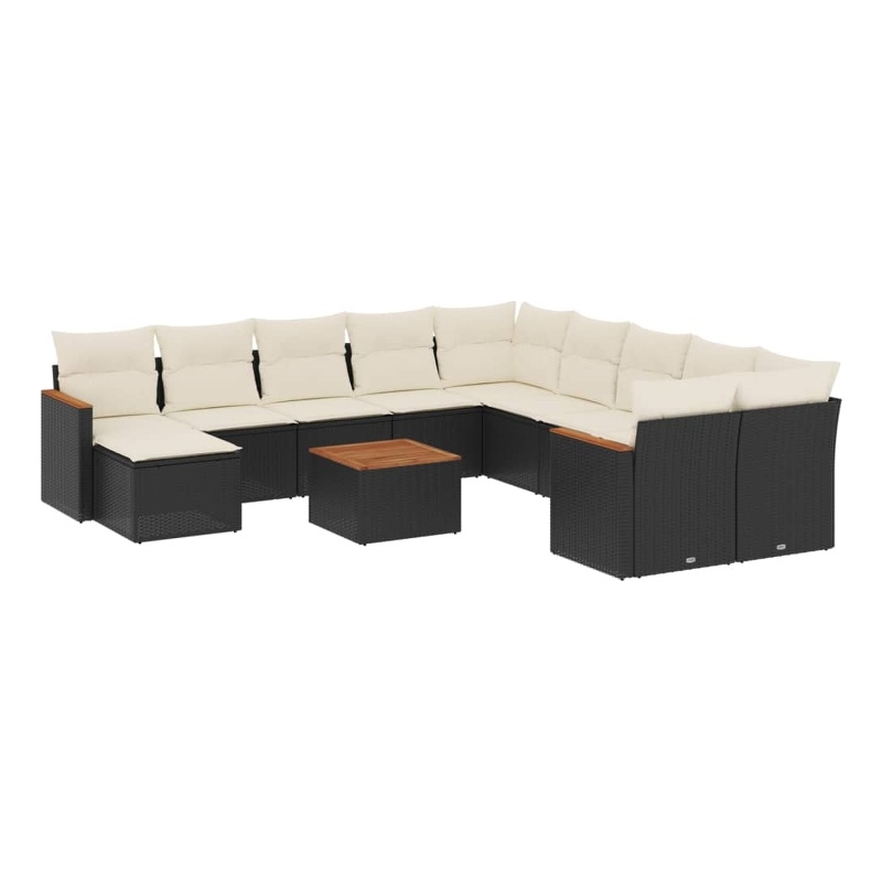 vidaXL 12 Piece Wood Sofa Set in Black