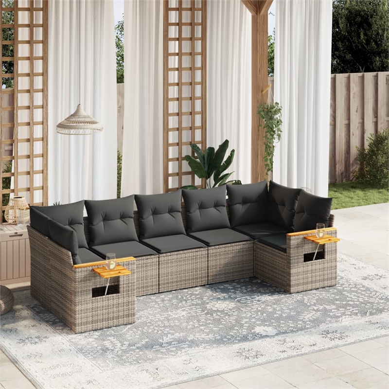vidaXL 7 Piece Poly Rattan Patio Sofa Set