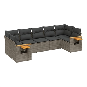 vidaXL 7 Piece Poly Rattan Patio Sofa Set