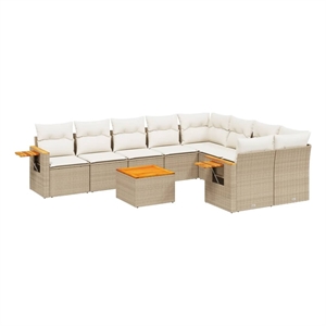 vidaXL 10 Piece Steel Sofa Set in Beige