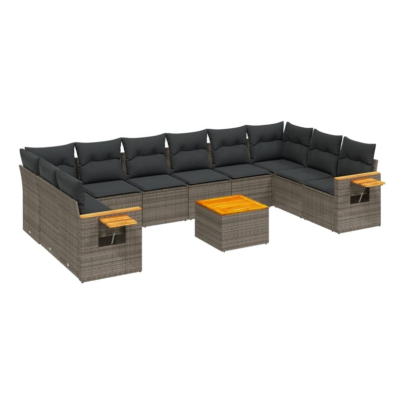 vidaXL 11 Piece Solid Acacia Wood Sofa Set in Gray
