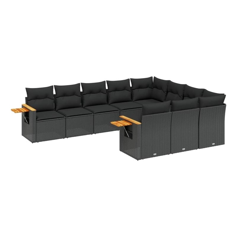 vidaXL 10 Piece Poly Rattan Sofa Set in Black