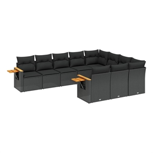 vidaXL 10 Piece Poly Rattan Sofa Set in Black