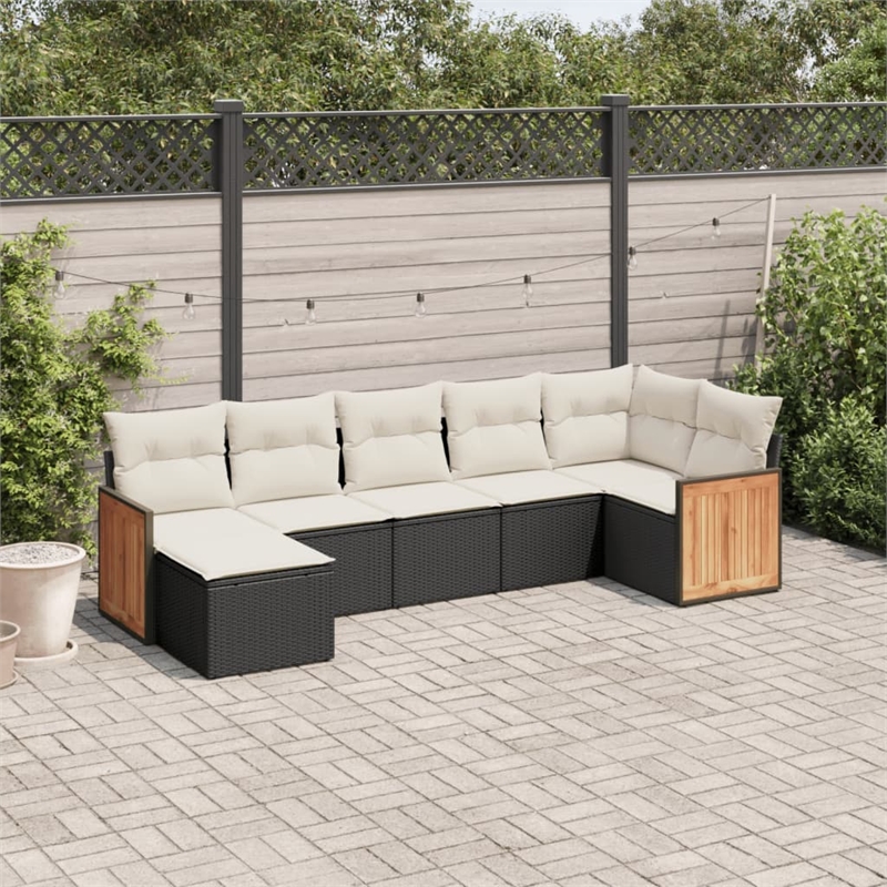 vidaXL 7 Piece Steel Sofa Set in Black/White/Cream