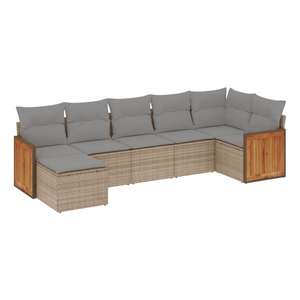 vidaXL 7 Piece Steel Sofa Set in Gray/Beige
