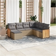 vidaXL 7 Piece Poly Rattan Sofa Set in Gray/Beige