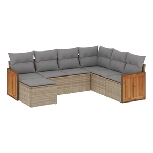 vidaXL 7 Piece Poly Rattan Sofa Set in Gray/Beige