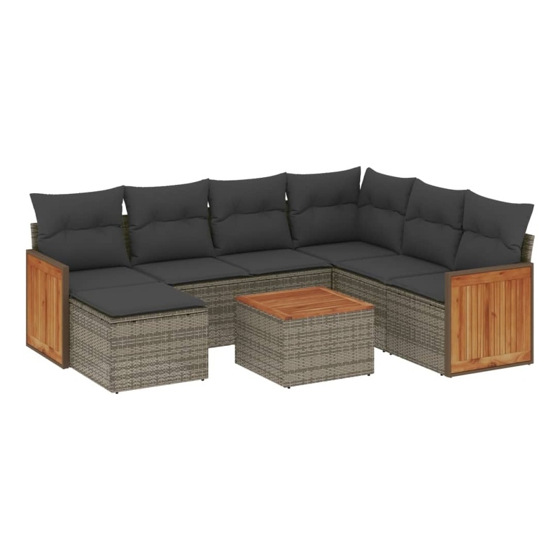 vidaXL 8 Piece Solid Acacia Wood Sofa Set in Gray