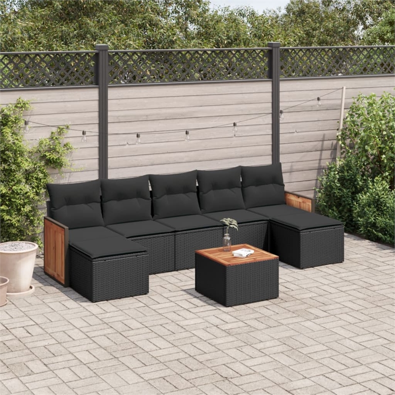 vidaXL 8 Piece Steel Sofa Set in Black