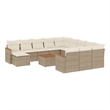 vidaXL 13 Piece Solid Acacia Wood Sofa Set in Beige