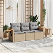 vidaXL 3 Piece Poly Rattan Sofa Set in Beige
