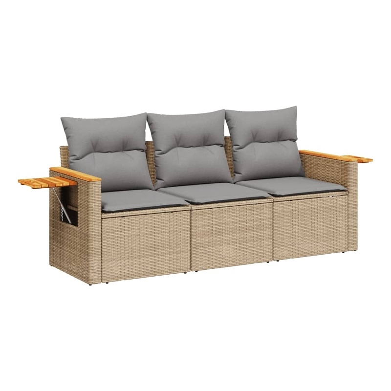 vidaXL 3 Piece Poly Rattan Sofa Set in Beige