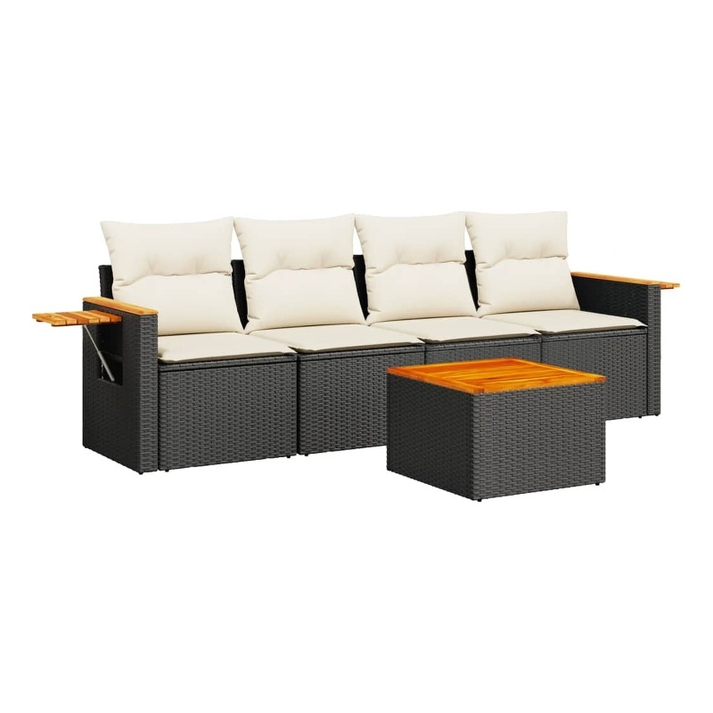 vidaXL 5 Piece Sofa Set in Black/Cream