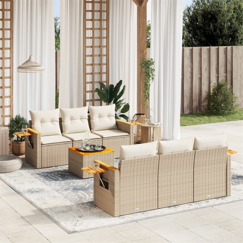 vidaXL 7 Piece Sofa Set in White/Cream/Beige