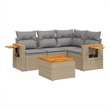 vidaXL 5 Piece Solid Acacia Wood Sofa Set in Beige