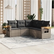 vidaXL 5 Piece Solid Acacia Wood Sofa Set in Gray